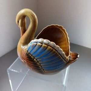 VTG Lusterware Swan Bird Planter Trinket Mid Century Modern Drip Glaze‎ Retro